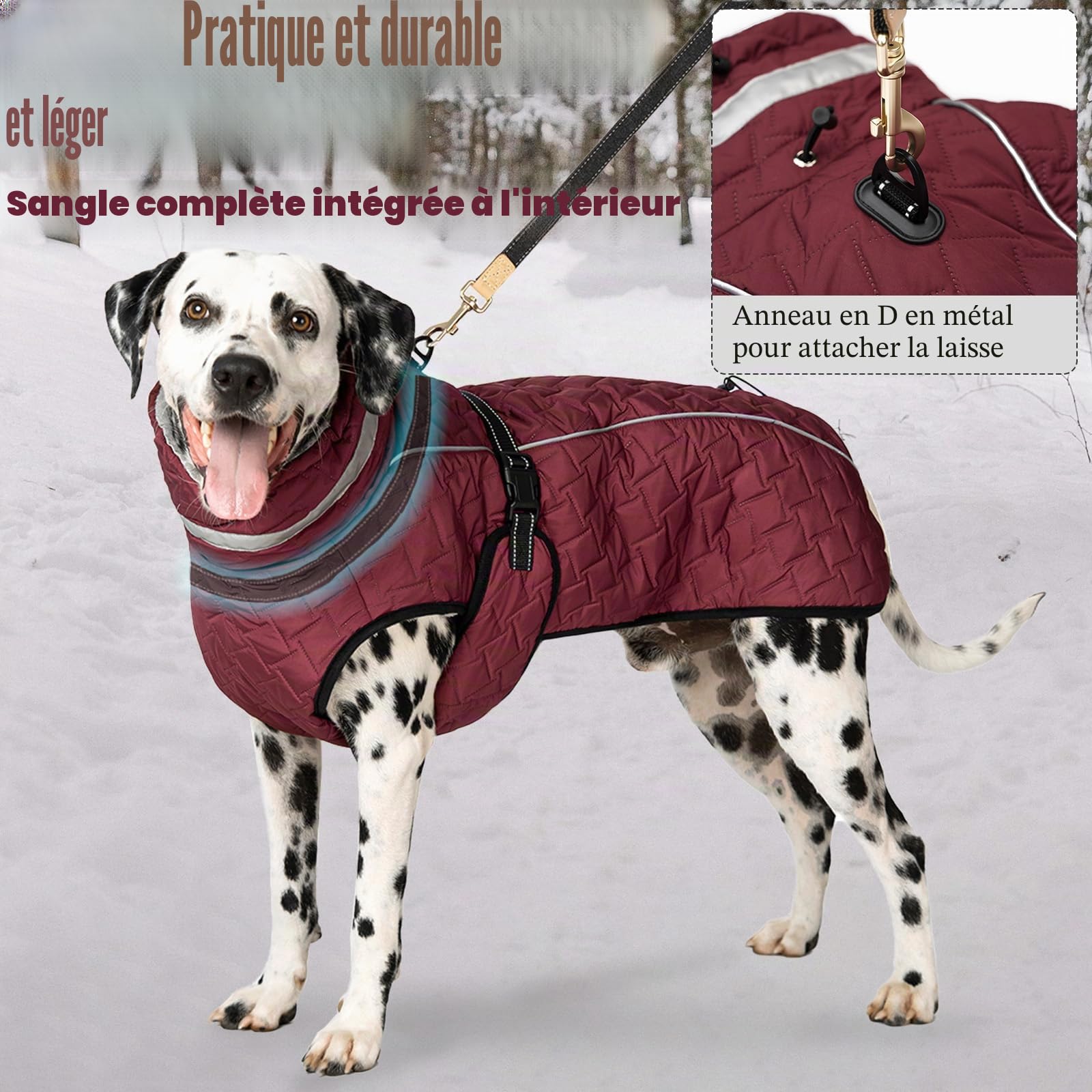 Manteau Chien Imperméable avec Harnais Manteaux Imperméables pour Chiens Doudoune Doublé Polaire Manteau Chien Hiver Réfléchissante Ajustable Veste pour Chiens de Petite Moyen et Grande Taille