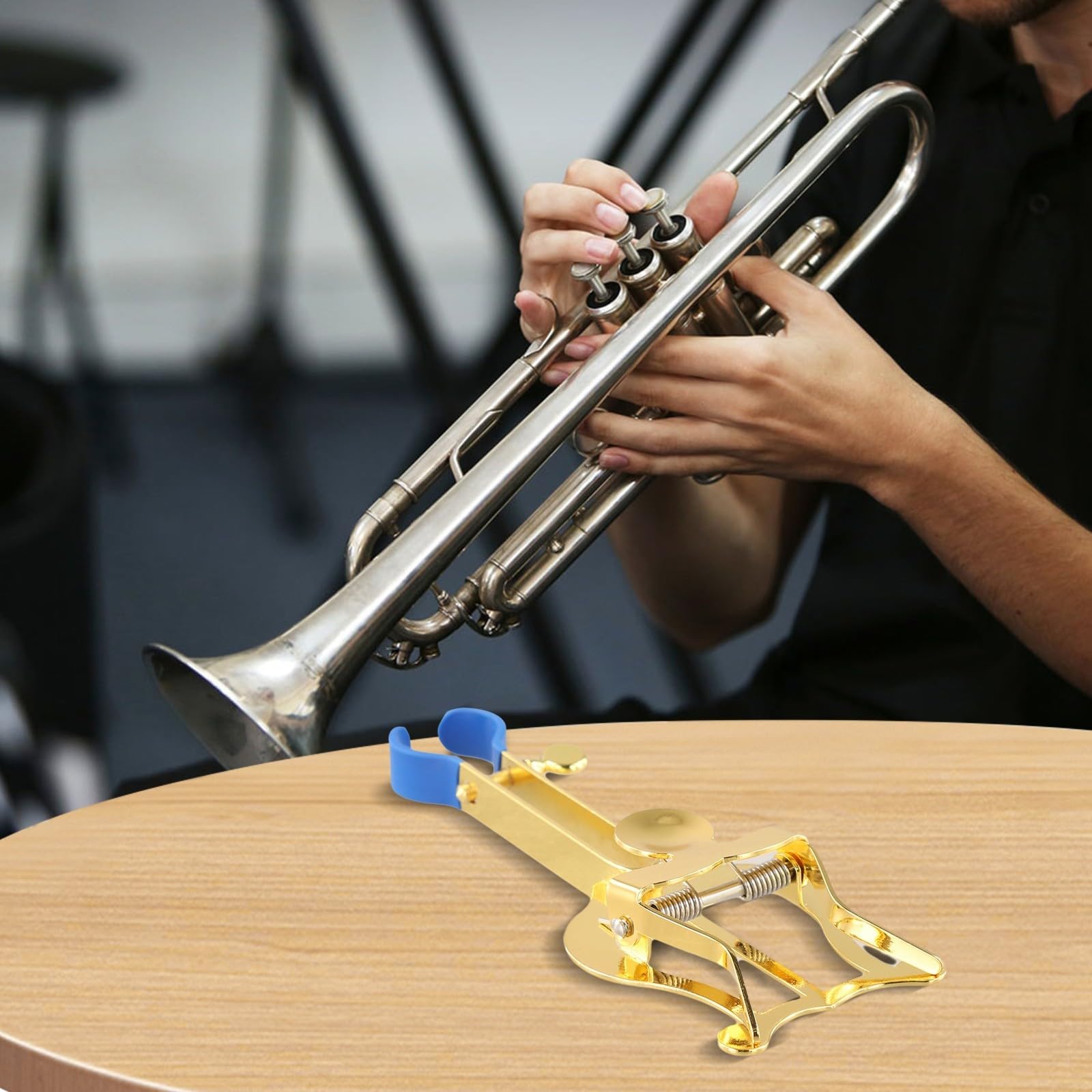 Kompakt und tragbar für Trompete Marsch Notenständer Lyre aus Metall geeignet für Marschband und Konzertnoten (Gold)