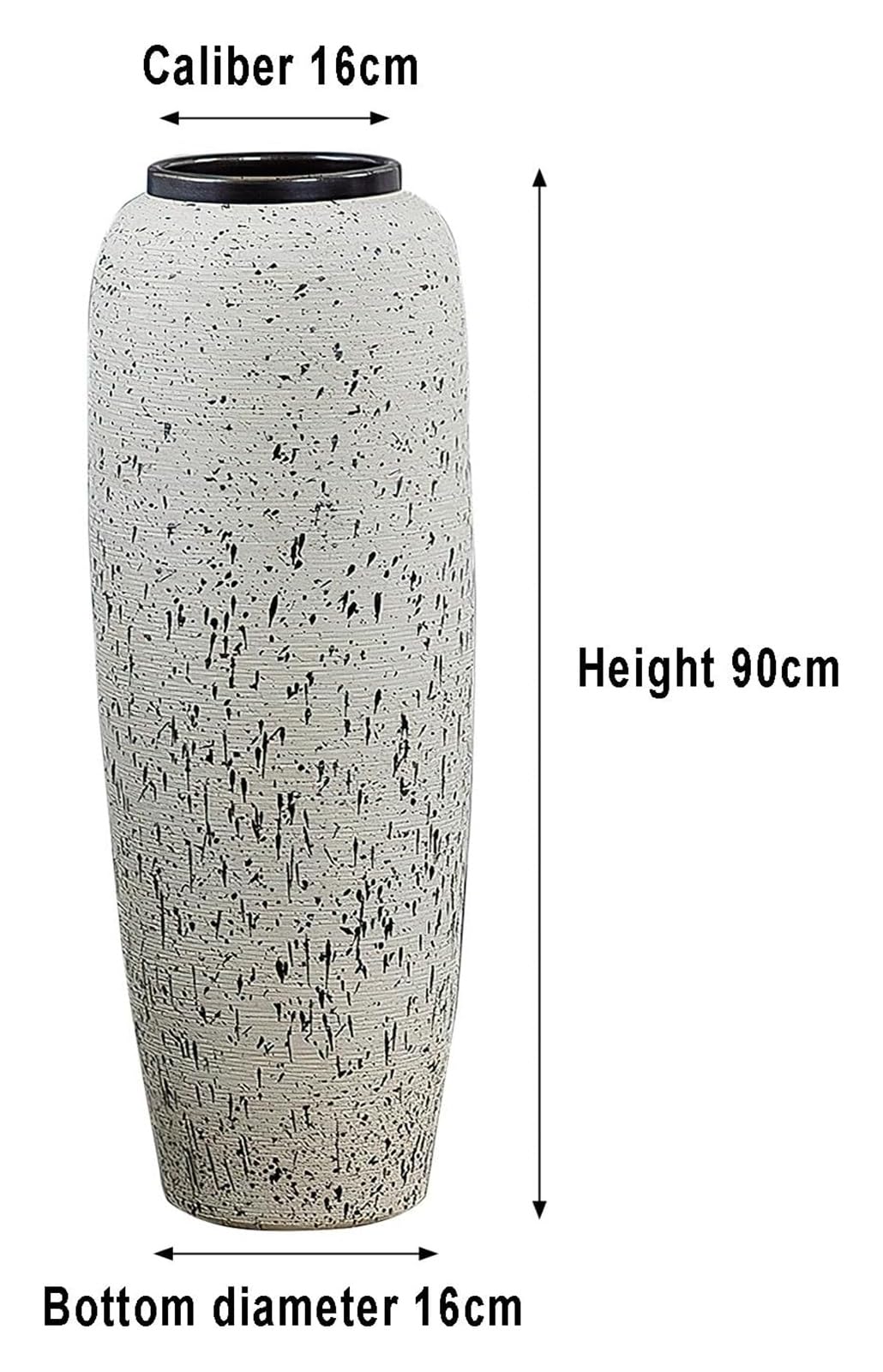 Wazon Wysoki, Ceramiczny, Duży Wazon Podłogowy, Rustykalny, Rustykalny, Kwiatowy, Do Kuchni, Biura, Salonu, Przedpokoju, Ozdobne Gałęzie I Suszone Kwiaty, Jeden Kolor - 16 X 90 Cm, Jeden Kolor, 22 X