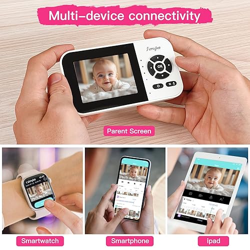 Miniatura 9 de Monitor de bebé inteligente con cámara AI 2 de 1080p, interruptor WiFi, pantalla de 2.8 pulgadas o acceso remoto WiFi, visión nocturna, alcance de