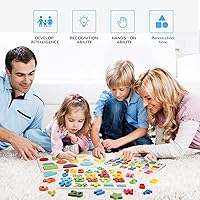 Vista 3 de Rompecabezas de madera para niños pequeños, rompecabezas de madera con forma de números del alfabeto, juguetes de aprendizaje preescolar para niños