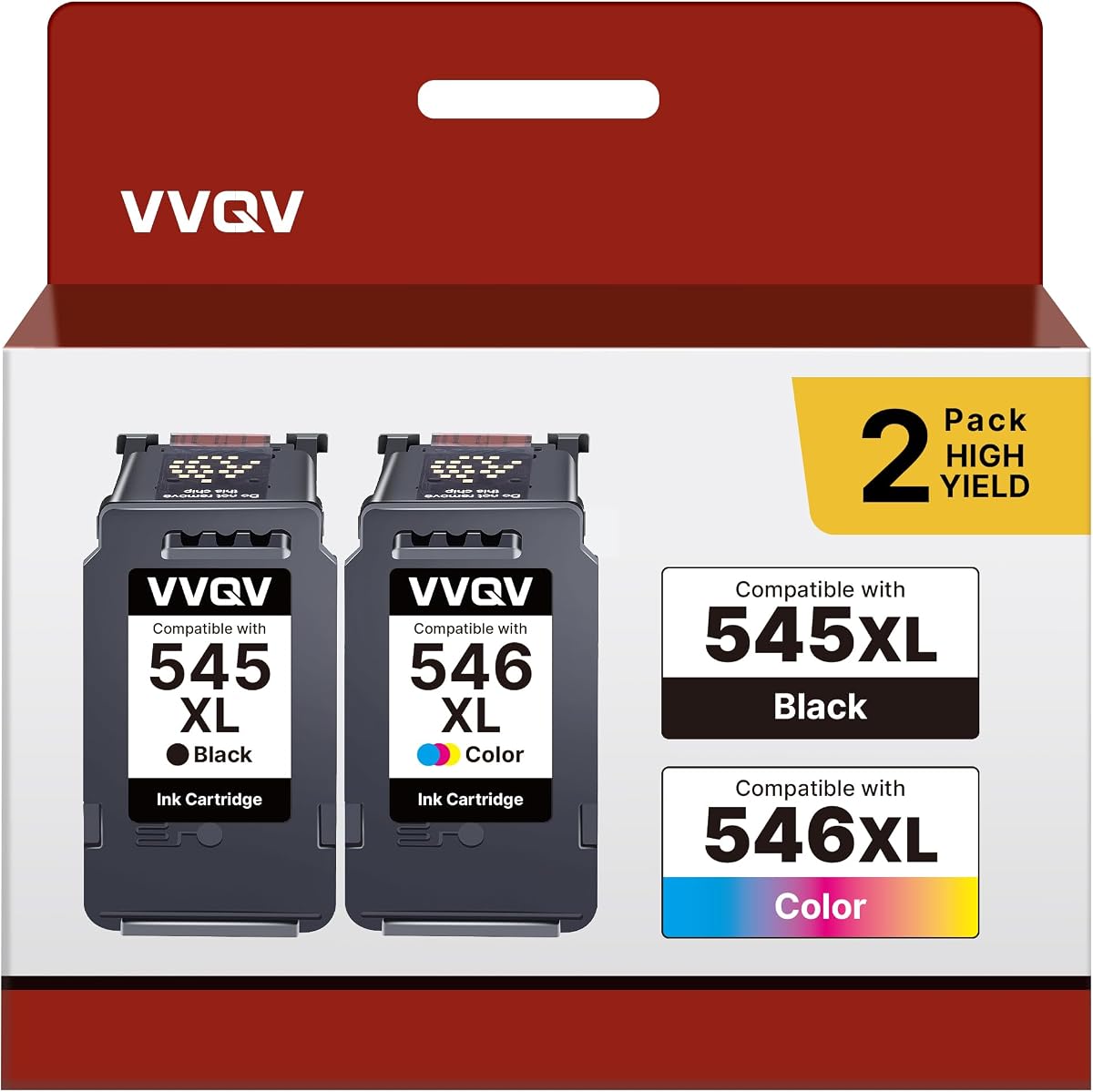 VVQV 545XL 546XL Multipack Ersatz für Canon Druckerpatronen 545 546 XL PG-545XL CL-546XL für Canon Pixma TS3350 TS3450 MX495 TS3150 TR4650 TR4550 TS3440 TR4551 TS3151 TS3355 MG2555s (Schwarz, Farbe)