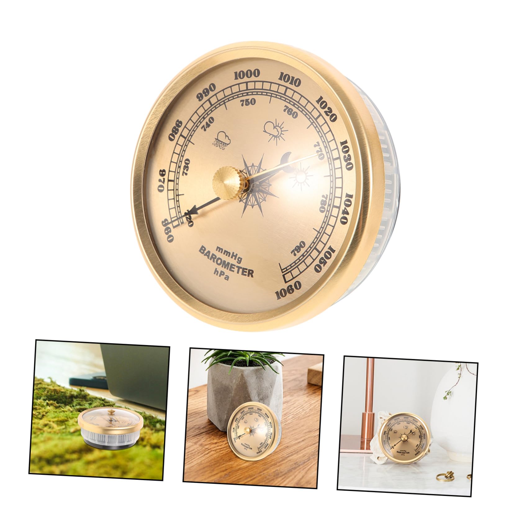 Barometro Compatto Metallo Strumento Manometro per Misurazione Pressione Aria Barometro Portatile con Design Quadrante Utile per Casa e Outdoor