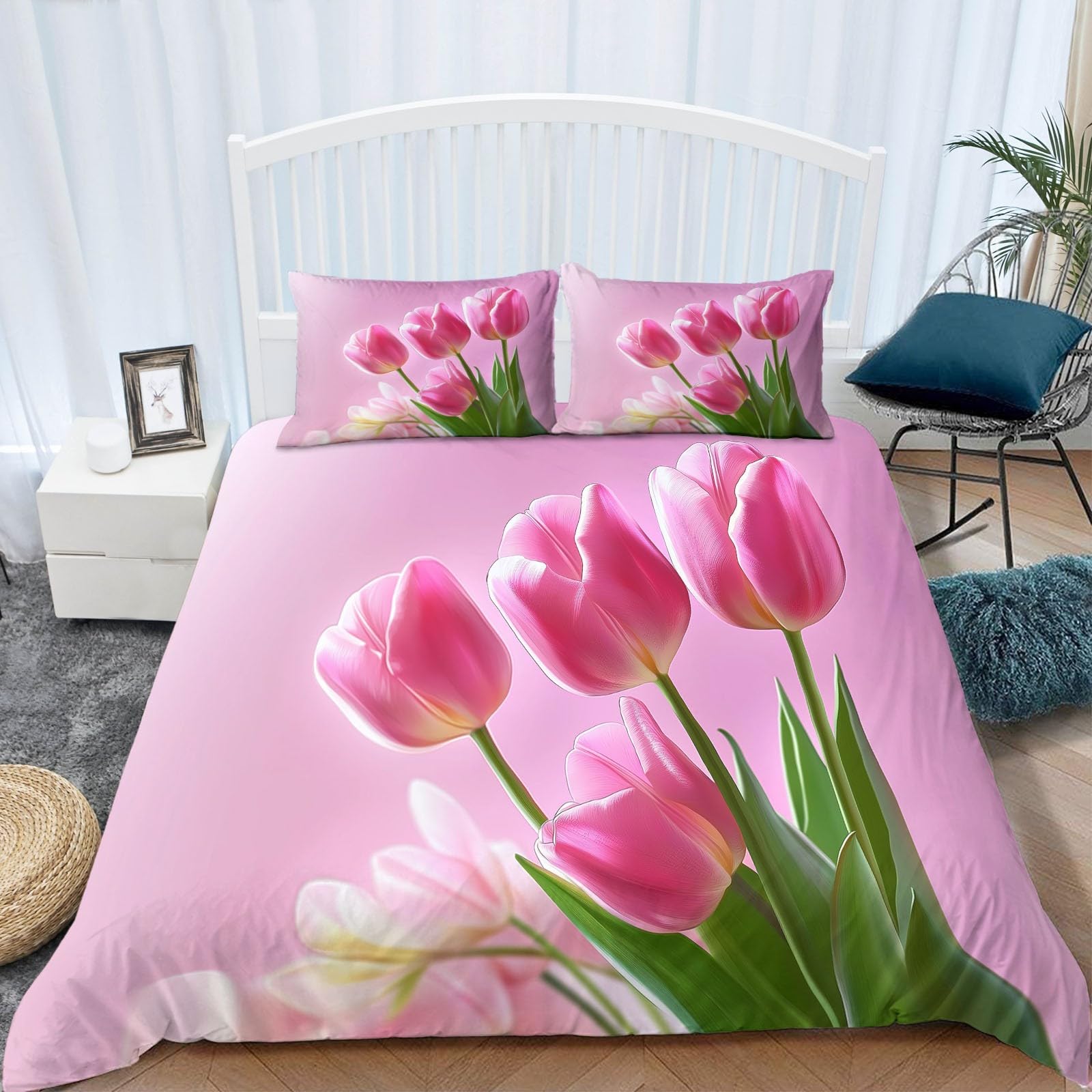 Rośliny i kwiaty zestawy pościeli 200 x 200 cm, sztuka cyfrowa rośliny i kwiaty poszewka na kołdrę miękka i oddychająca poszewka na kołdrę, łatwa pielęgnacja, luksusowa poszewka na kołdrę z poszewką