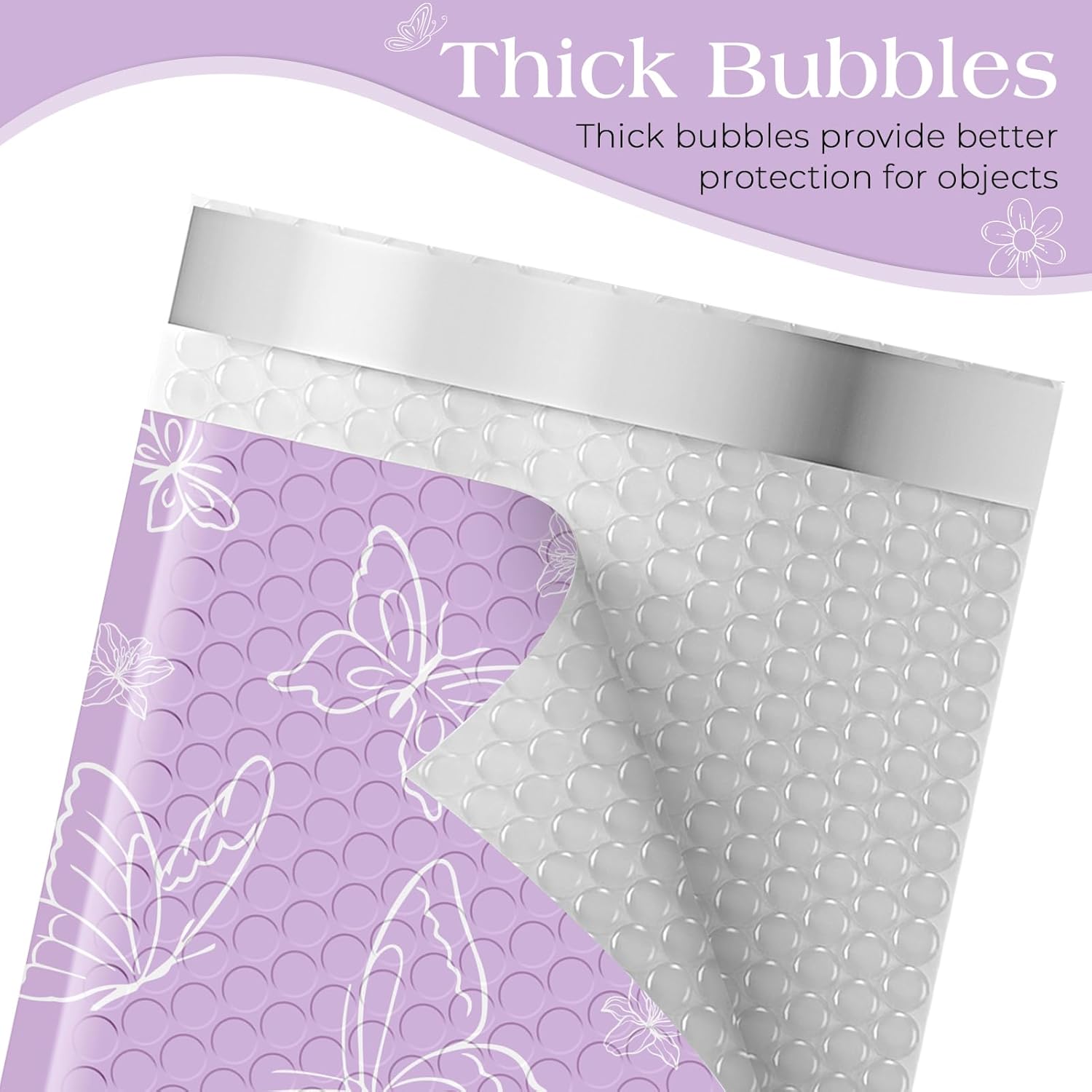 Metronic Bubble Mailers 6x10" 600pc Usable Size 6x9,Waterproof Mailing Padded Envelopes for Small Business,Cushioning Bubble Wrap Mailer Bags,Shipping Envelopes for Gift,Small Items Purple Butterfly
