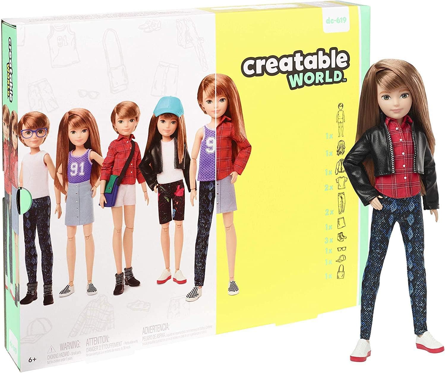CREATABLE WORLD GGG53 Deluxe Character Kit Customisable Doll, Creative Play for All Kids 6 Years Old and Up, Copper Straight Hair