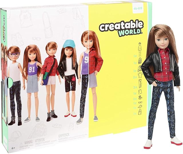 Creatable World Figura Unisex, muñeco articulado, pelucas color rubio oscuro y accesorios (Mattel GGG53)