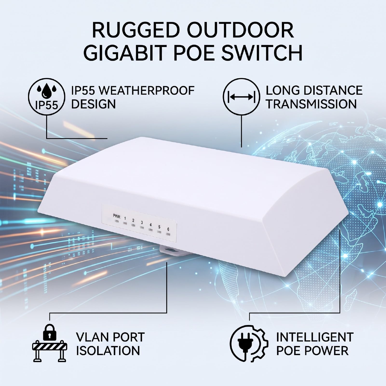 Sxhlseller 5-portowy Gigabitowy Przełącznik PoE z siecią VLAN