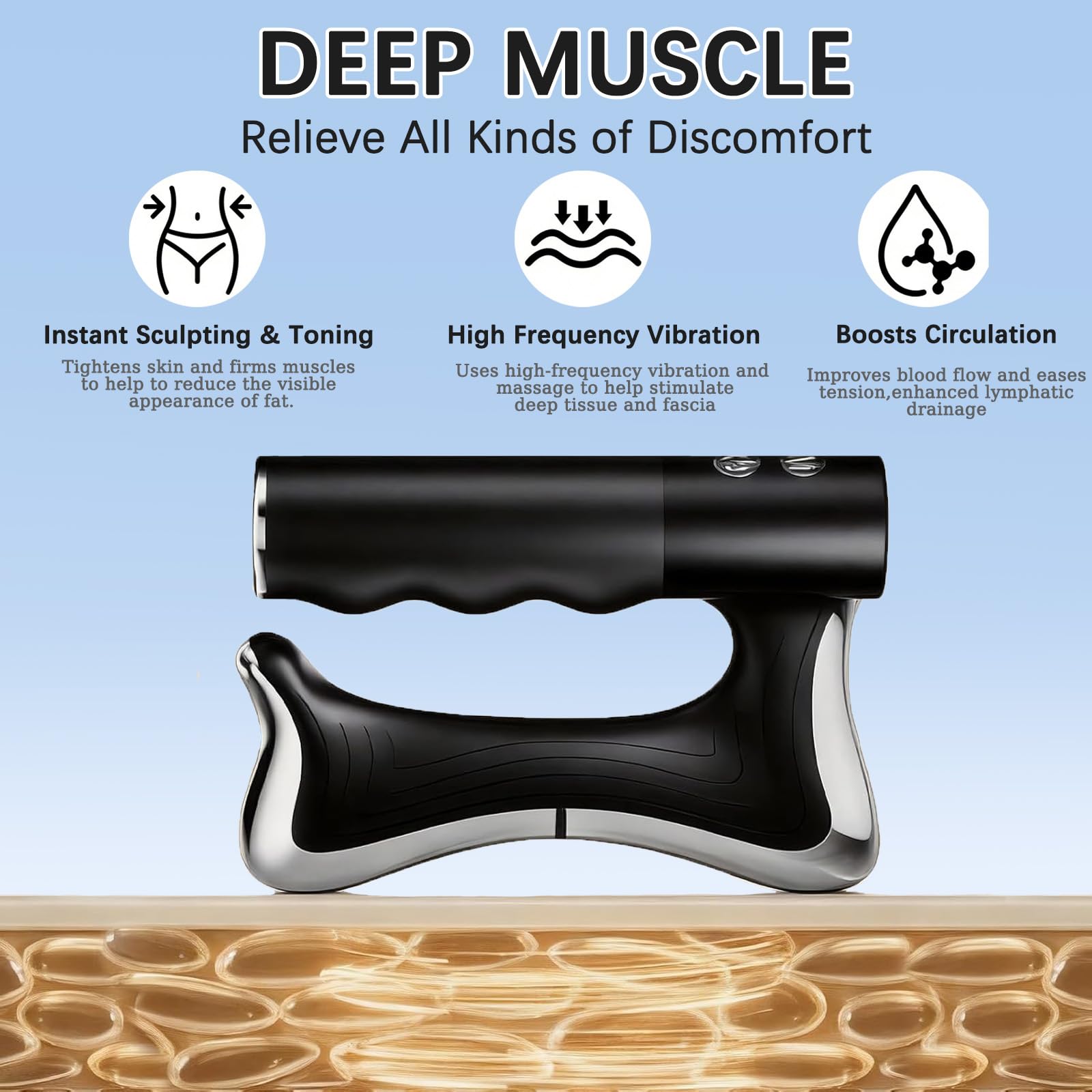 Heated Muscle Scraping Tool,Electric Fascia Knife Massager Heating and Vibration,Soothesilk Sculptwave Full Body Contouring Device,Muscle Relief Better Circulation(Black) 111