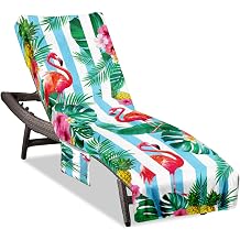 Lounge Chair Towel Cover 85 X30In, Non-Slip, Pineapple Blue Stripe