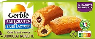 Gerblé Cake Fourré Chocolat Noisette – Sans Gluten & Sans Lactose – Goûter Moelleux et Fondant à Emporter, 6 Cakes Individuels, 210 g