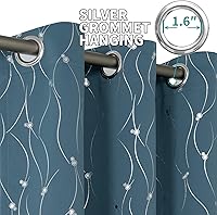 Vista 33 de BGment Room Darkening Curtains 95 Inches Long, Grommet Thermal Insulated Blackout Curtains with Wave Line and Dots Printed for Bedroom, 2 Panels