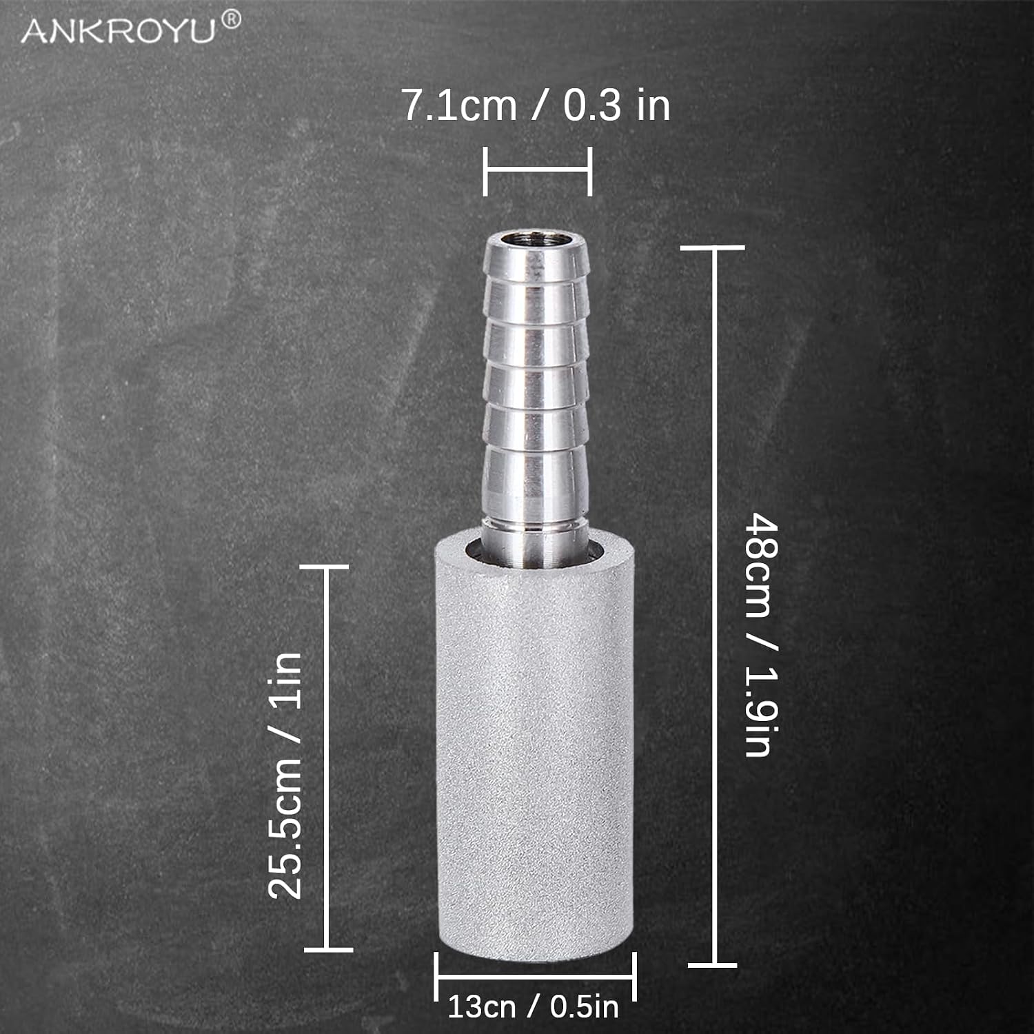 2Pcs Stainless Steel Aeration Stone, 0.5 Micron Diffusion Stone with 1/4" Hose Barb, Home Bar Homebrew Beer Tool for Home Brewing Beer