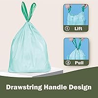 Vista 4 de Bolsas de basura compostables con asa compostable de 4 galones con cordón extra grueso de 0.78 mils, bolsas de desechos de compost de comida con US