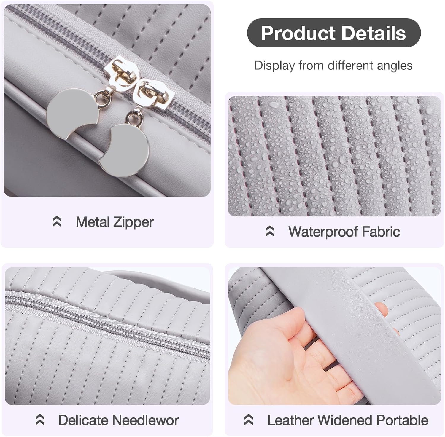 Abiudeng Travel Makeup Bag Small Cosmetic Organizer with Compartments Portable Personalized Makeup Bag for Women purple - Image 3