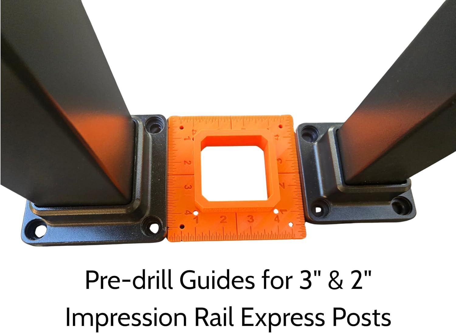Tool & Trade Post Layout Jig for TimberTech Impression Rail Express IRX, 2" & 3" Aluminum Post Base Template with Layout Marks, Center Marks and Pre-Drill Guides