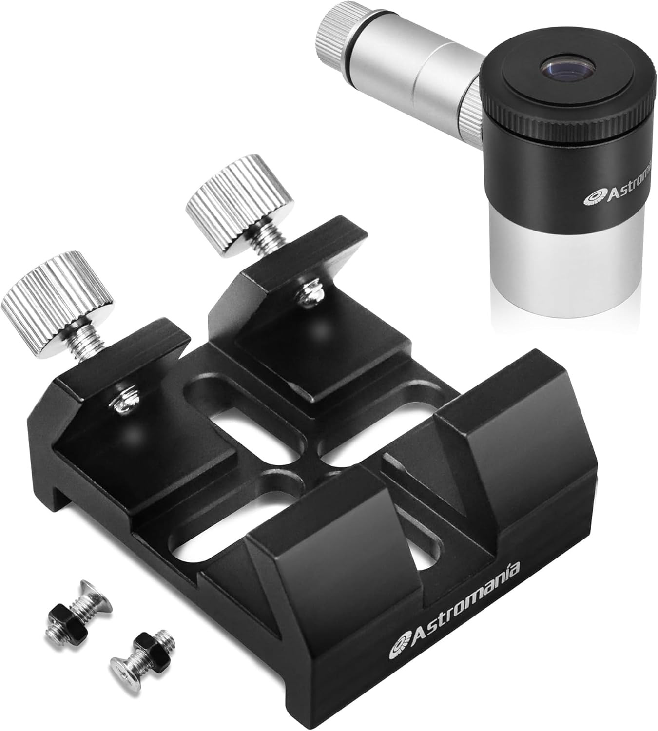 Astromania 12.5mm Illuminated Reticle Plossl Telescope Eyepiece - Bundle with - Universal Dovetail Base for Finder Scope