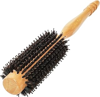 Pure Boar Bristle Wooden Round brush for Blow-drying | Curling Short (Chin to Neck) Thin or Fine Hair Salon-Like Blowouts,...