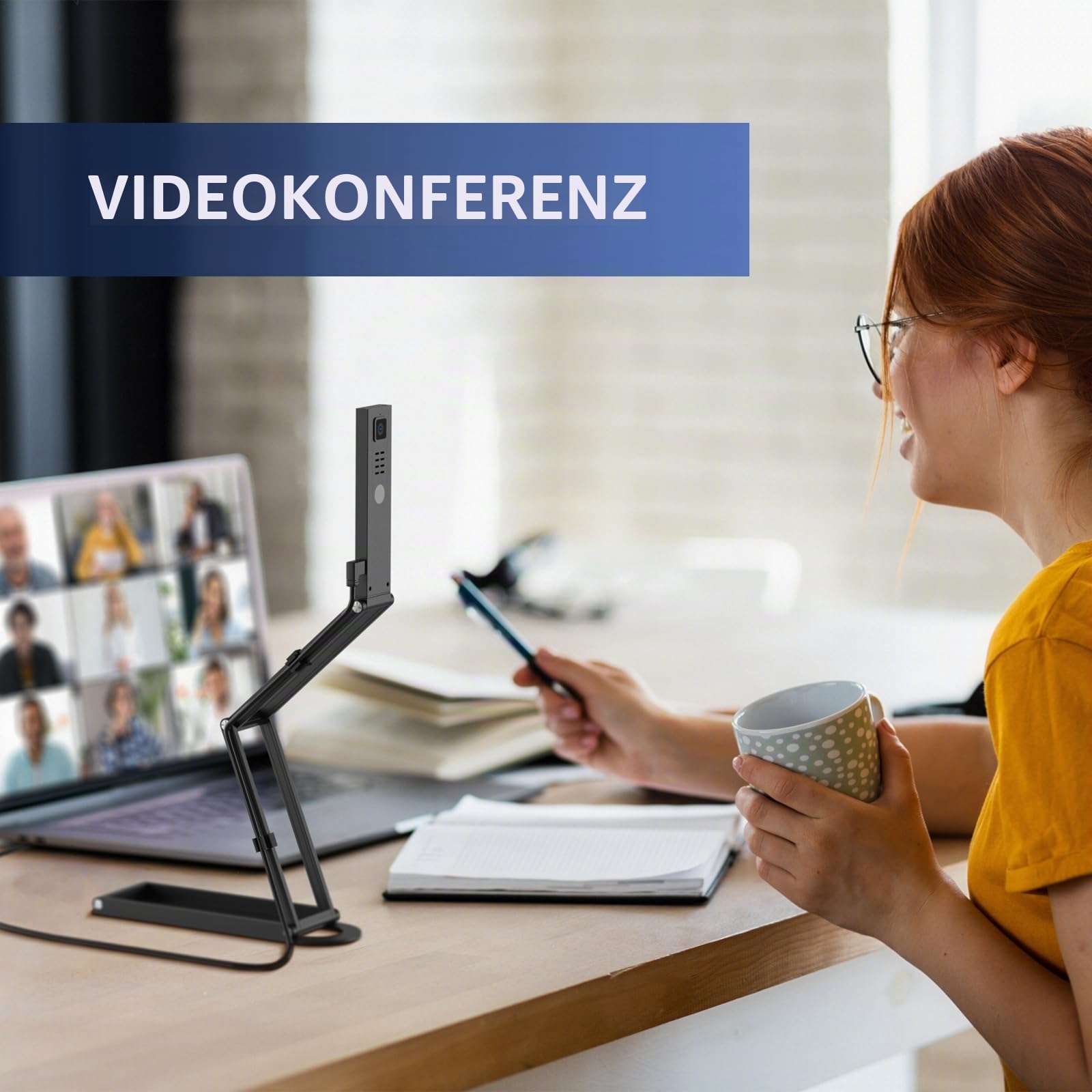 NETUM Dokumentenkamera & Webcam 4K mit Mikrofon USB Visualizer 3-Stufen Touch LED Autofokus Bild Invert Faltbar für Windows Mac OS Linux - Remote Teaching & Live Demo (SD-1300)
