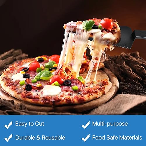 Miniatura 6 de 50 piezas desechables de plástico cortador de tartas, espátula de plástico negro para tartas, utensilios de servir desechables para pizza