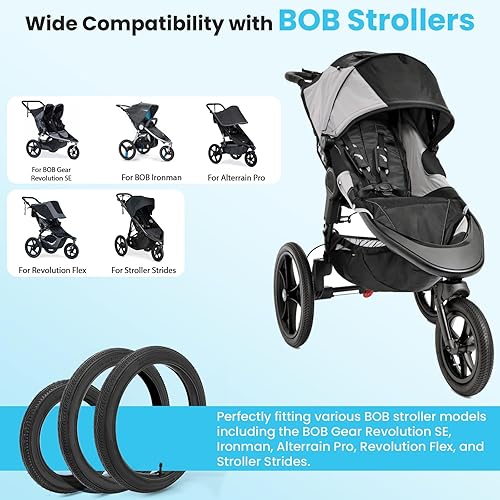 Miniatura 3 de Neumáticos traseros de 16 × 1.752.125 y delanteros 12 × 1.752.1252.25 y tubo interior para modelos Bob Stroller Revolution Graco de 3 ruedas Gear