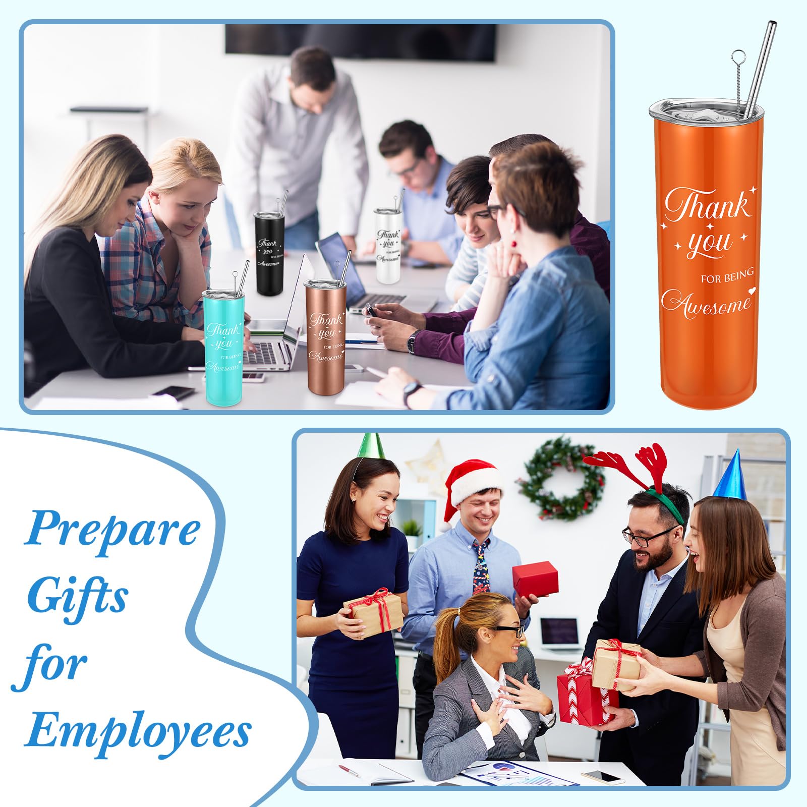 Ireer Regalos de agradecimiento a empleados, regalos de compañeros de trabajo, regalos de agradecimiento a granel para mujeres y hombres, vaso aislado, llavero, bloc de notas (colores vibrantes, 8