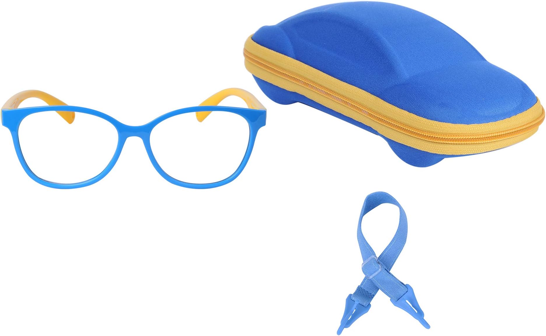 Kids Blue Light Blocking Glasses for Boys Girls with Adjustable Strap + Case + Cleaning Cloth