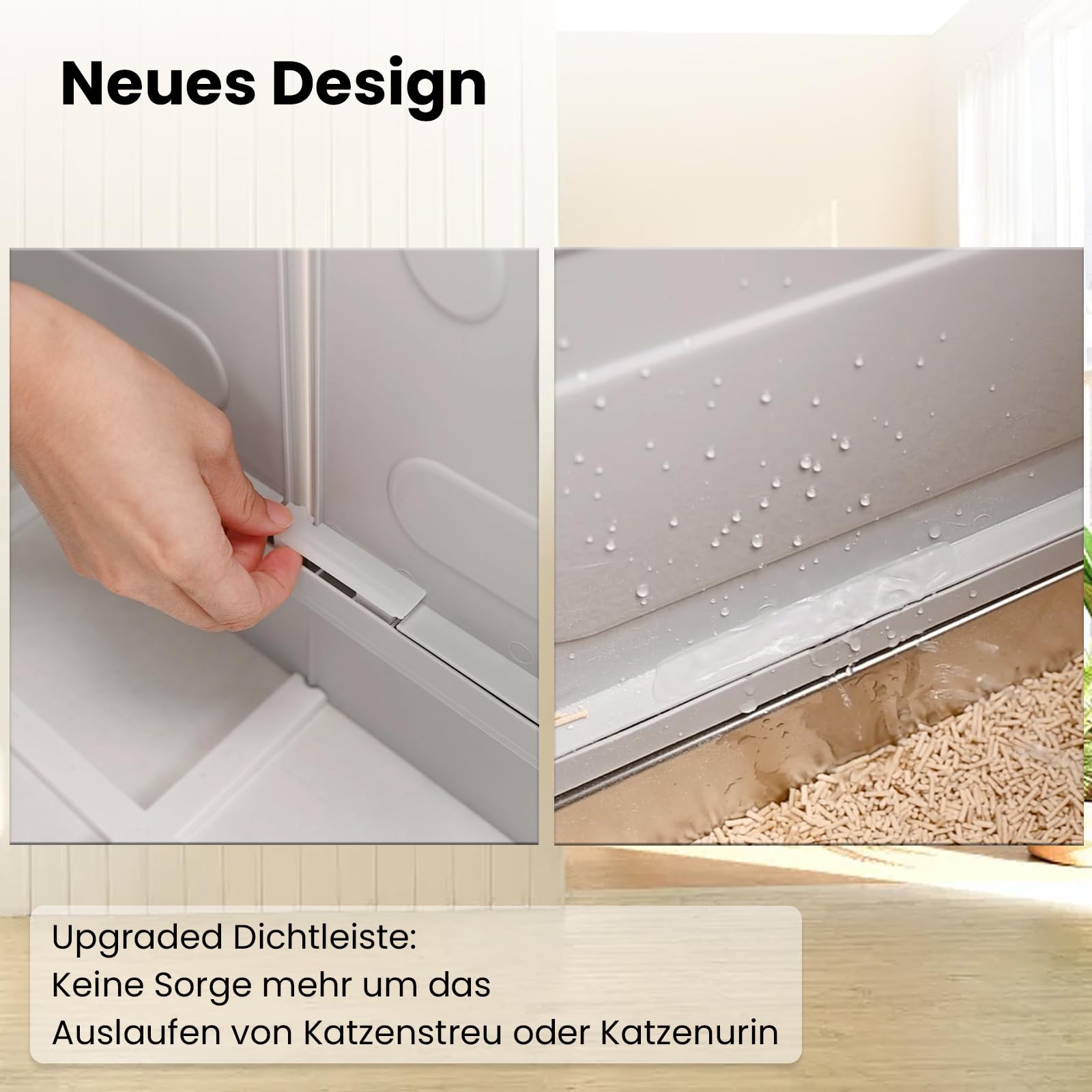 2er Set Katzenklo mit Deckel, ausziehbares Edelstahl Tablett und Katzenklo Schaufel, hop in Katzenklo XXL Katzentoilette geschlossen geräumig katzenklo groß für Katzen bis 15 kg