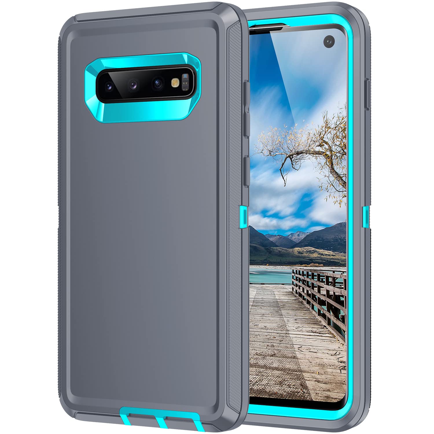 Mieziba for Galaxy S10 Case,[Without Screen Protector] Heavy Duty Shockproof Dust/Drop Poof 3 Layers Full Bady Protection Rugged Case for Galaxy S10,