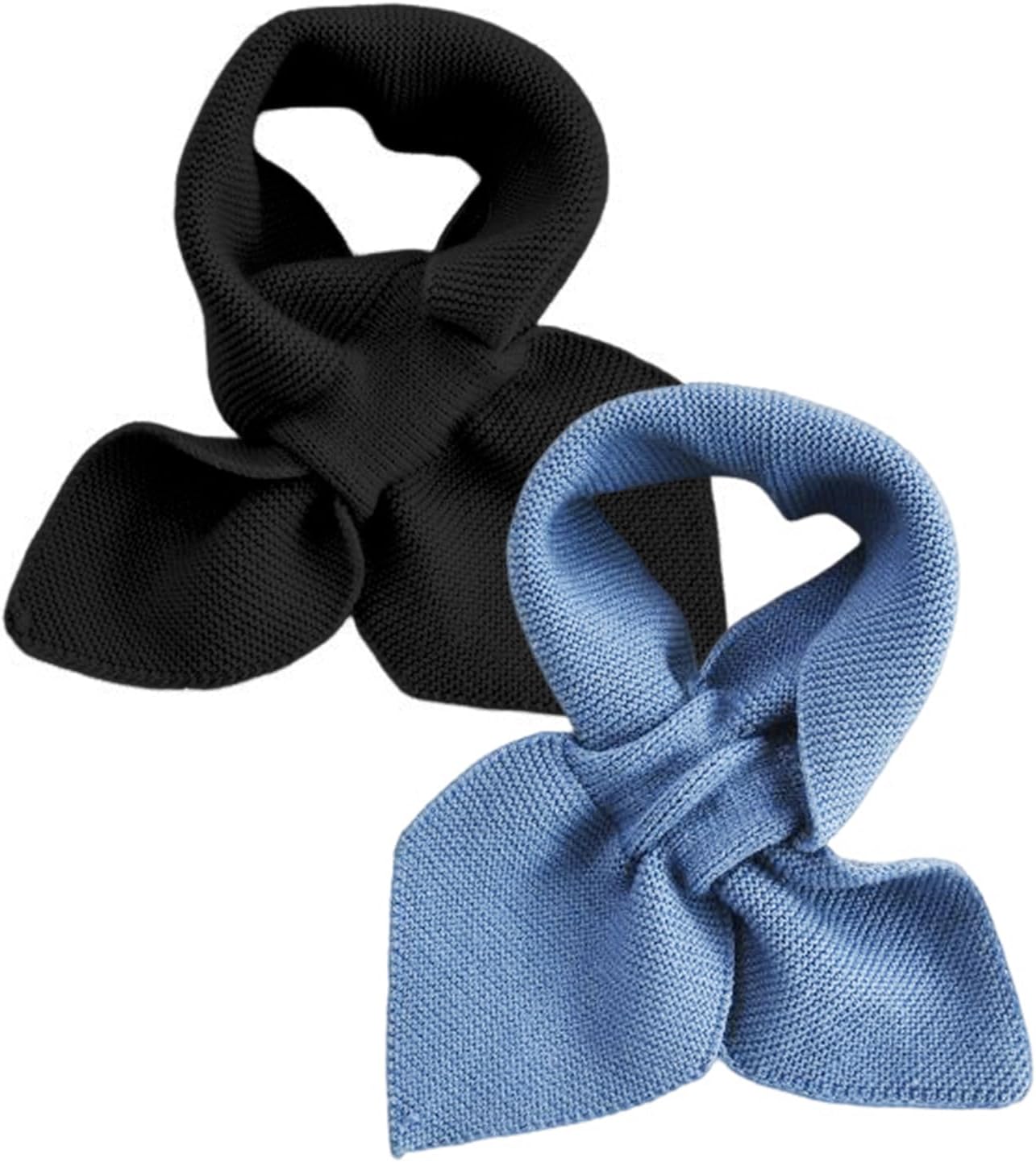 2Pcs Winter Knitted Scarf for Boy Girl Rib Knit Keyhole Pull-Through Scarves Soft Cute Neck Warmer Collar Scarf Neckerchiefs
