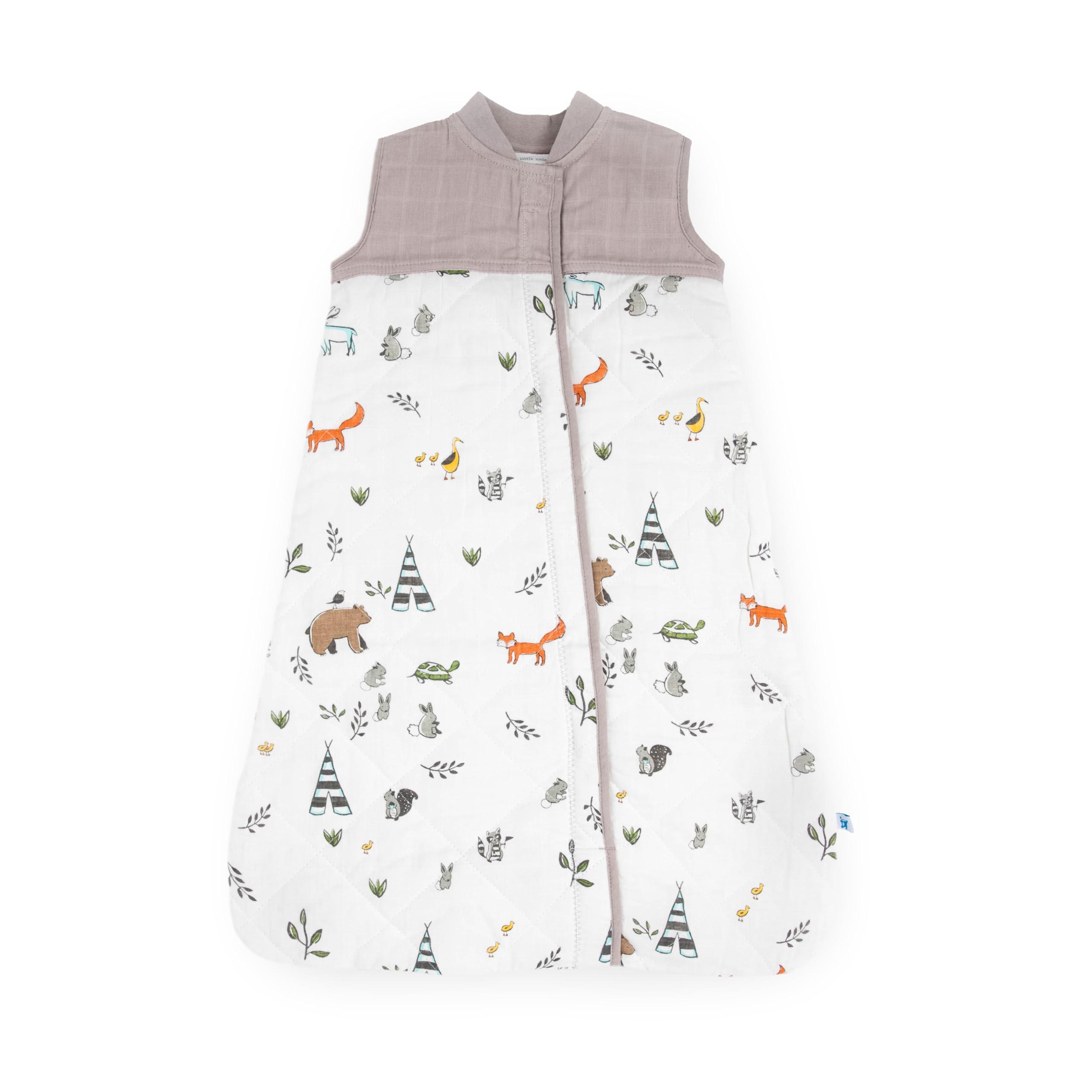 Little Unicorn 0-6 Month Quilted Sleep Sack 2.6 TOG | Soft & Breathable Muslin Cotton for safer sleep | 2 way zipper (Forest Friends)