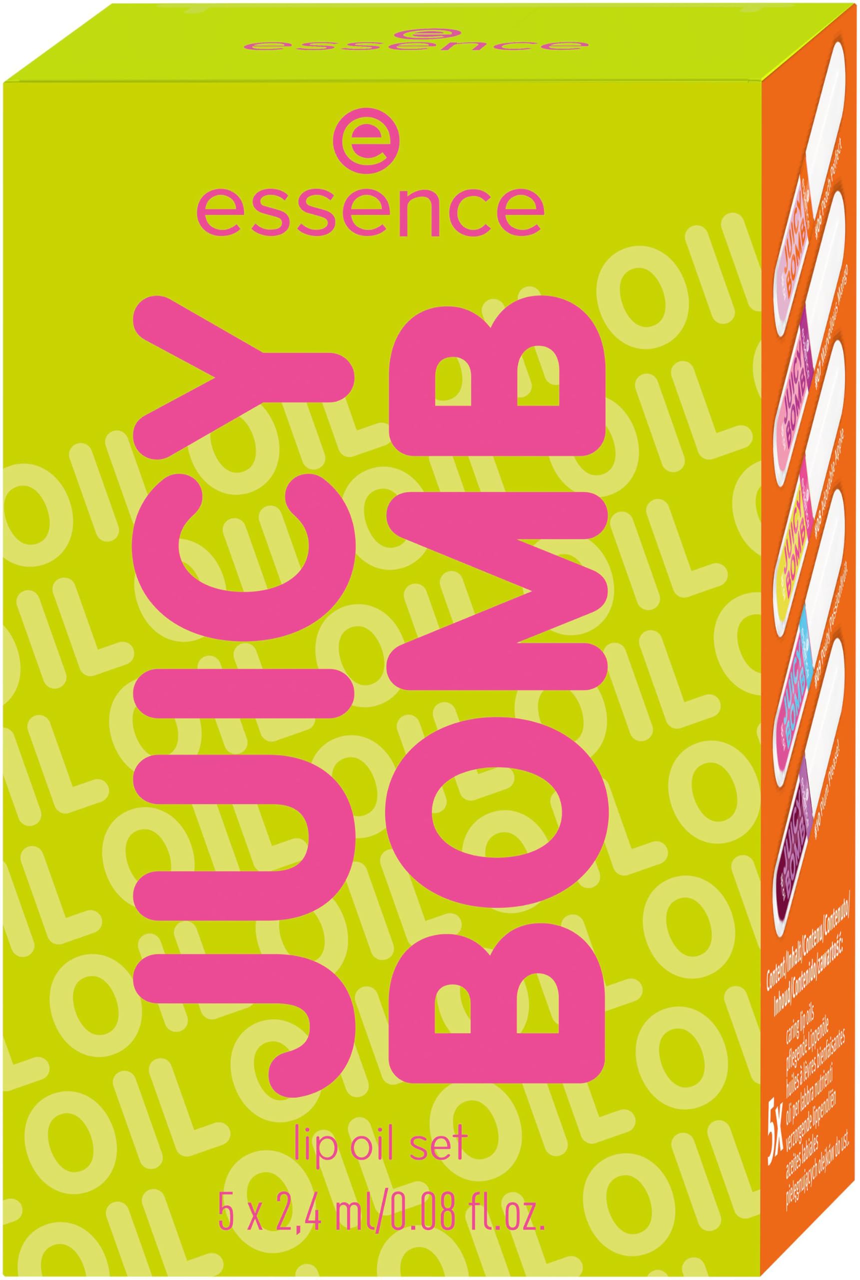 essence JUICY BOMB Set olio labbra, con oli, lucida (2.4ml)