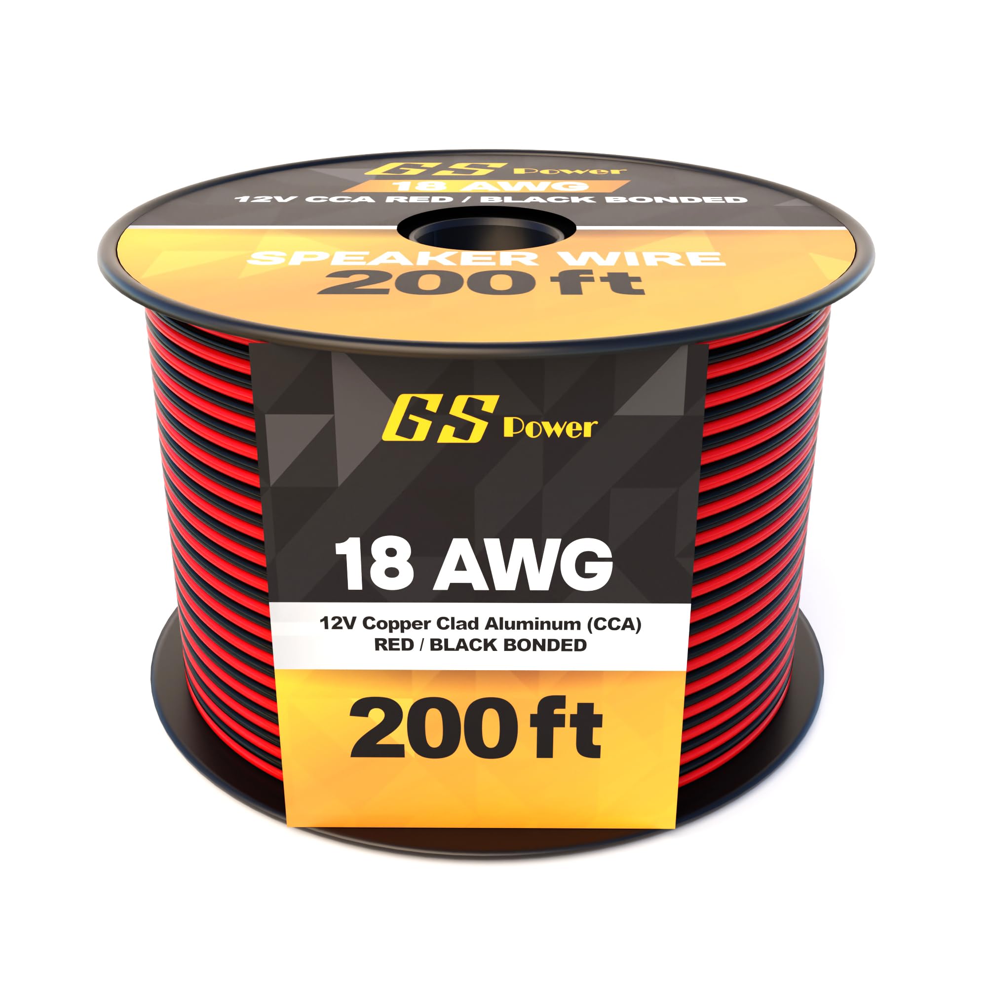 GS Power CCA 400ft 18 Gauge Wire Automotive 200ft Red/200ft Black Bonded, 18 AWG 12v Low Voltage, Speaker Electrical Wire Low Voltage Primary for Car Stereo Audio Trailer Harness Hookup Wiring LED DIY