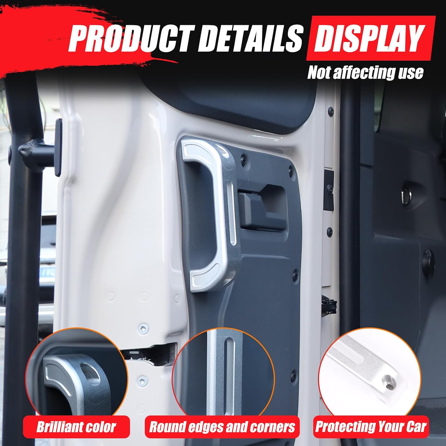 Tailgate Handle Compatible with INEOS Grenadier 2020-2024 Rear Trunk Door Tailgate Inner Handle Decoration Accessories (Silver Style A)
