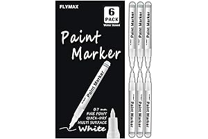 White Paint Pen - 6 Pack - Fine Point Opaque White Ink