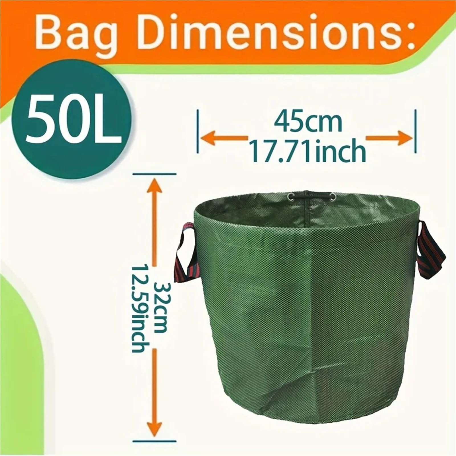 3-teiliges Set aus strapazierfähigen PP-Gartenabfallsäcken – wiederverwendbare Gartenabfallsäcke for Pflanzen, Gras-Organizer FüR Laub(50L)