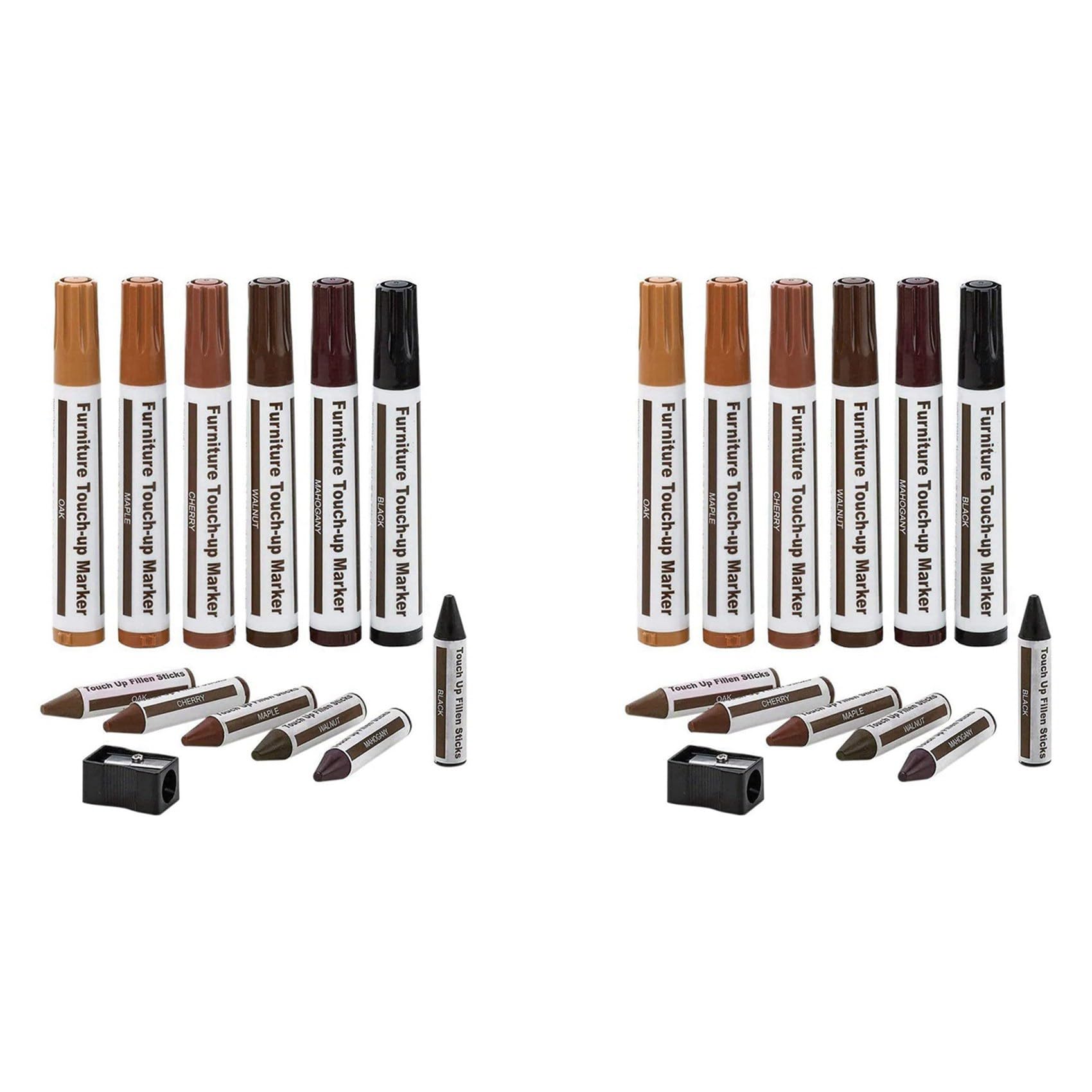 Bloepum Furniture Repair Kit Wood Markers - Set of 26 - Markers and Wax Sticks with Sharpener Kit, for Scratches, Wood Floors