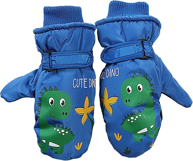 vivianan Kids Winter Warm Snow Mittens-Waterproof Windproof Anti-snow Lovely Cartoon Unicorn Dinosaur Outdoor Snowboarding Cycling Ski Gloves for Children Boys Girls Aged 3-7