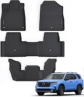 Floor Mats for 2023 2024 Honda Pilot All Weather Protection TPE Rubber Floor Liners for 2023 2024 Honda Pilot Accessories, Odorless Anti-Slip, 1st, 2nd & 3rd Row, Black