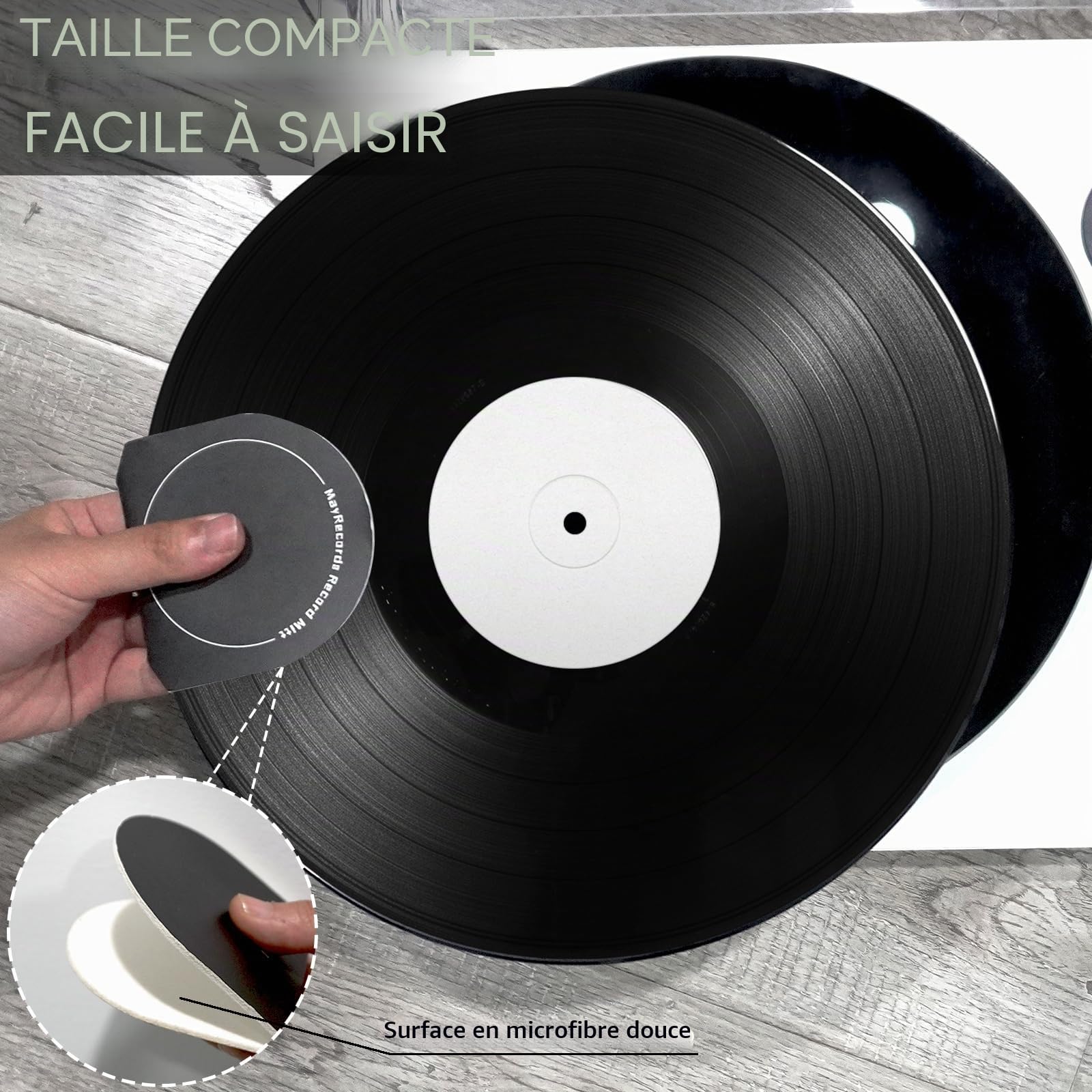 Lot de 4 gants antistatiques pour disques vinyles en microfibre douce (noir)