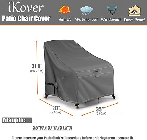 Funda impermeable para silla de patio Funda para silla de césped individual para asiento profundo para exteriores que se adapta a hasta 28 pulgadas