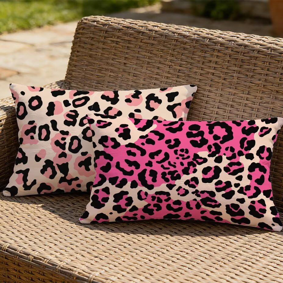 Housse de Coussin Extérieur 40x70 Lot de 2 Impermeable Rose - 2