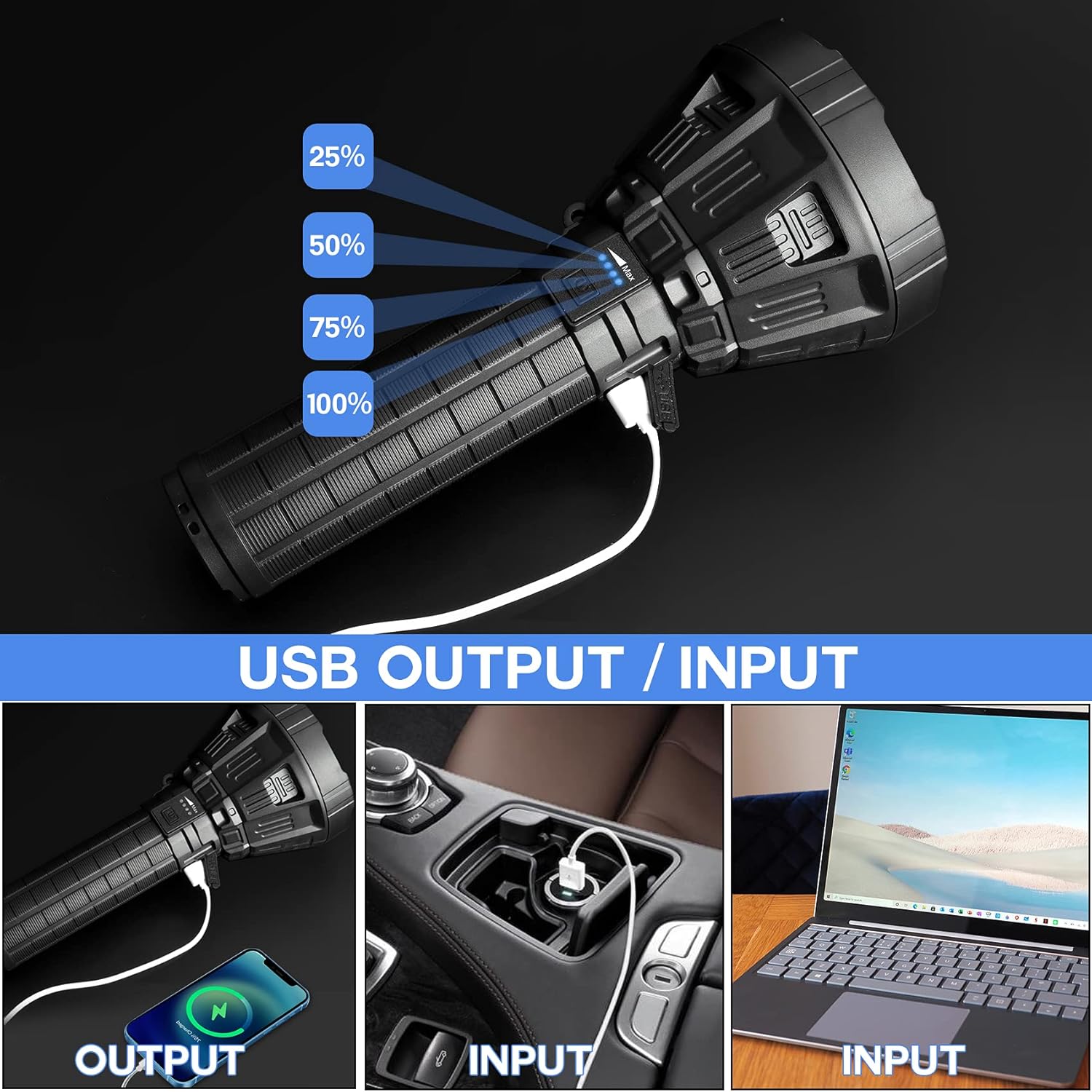 Rechargeable Flashlight Handheld Waterproof Shoulder Photo