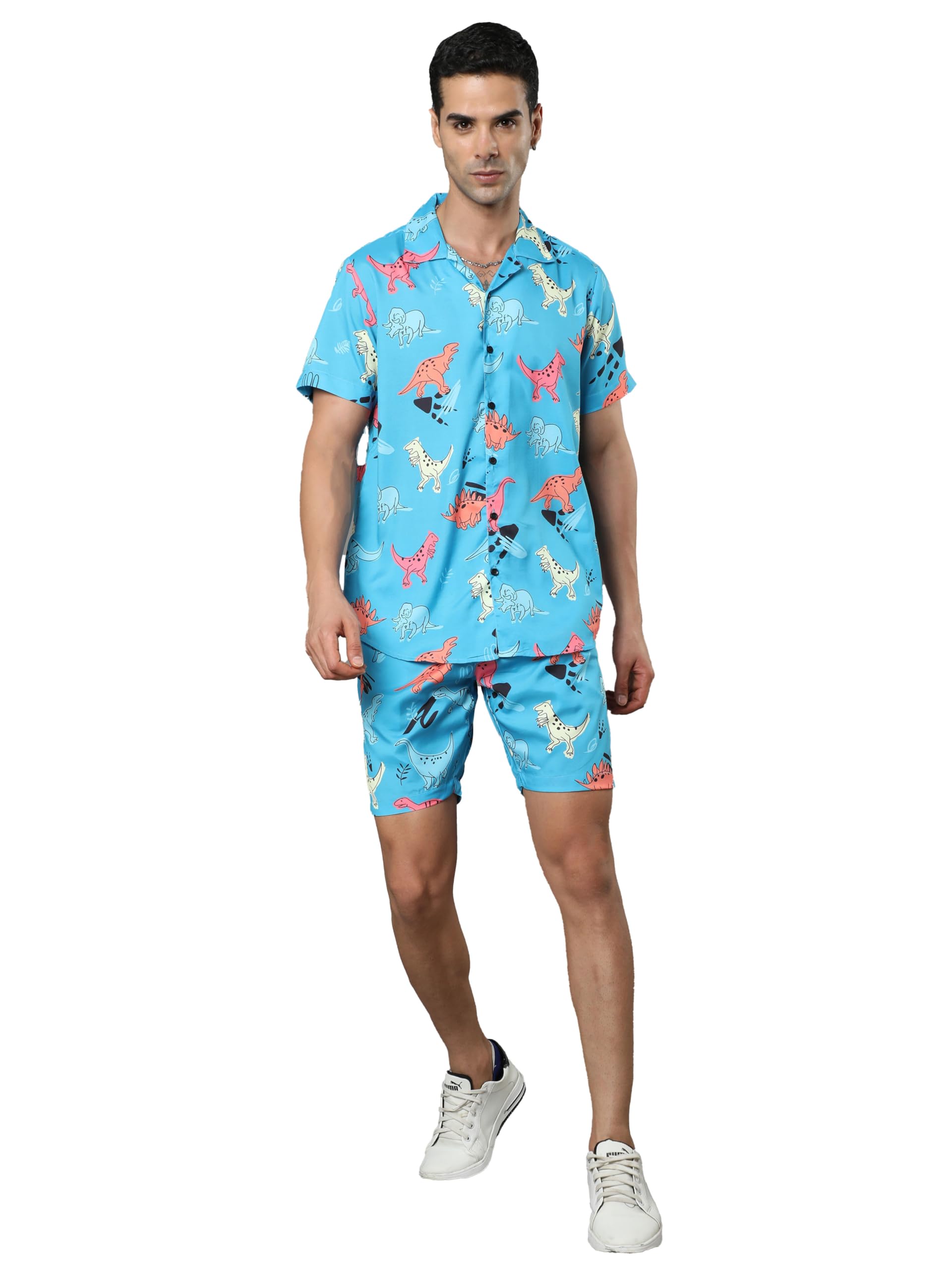 bushirt Mens Printed Regular Sky Blue Color Night Suit Set-MNS0196-picture-44