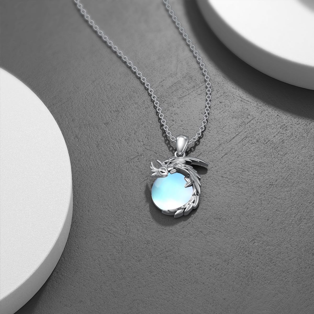 LONAGO Dragon Necklace with Birthstone Sterling Silver Wyvern Dragon Pendant Necklace Gift for Women - Image 3