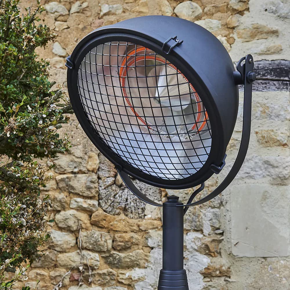 FAVEX - Chauffage électrique Côme sur pied - Extérieur - Acier Noir - 3 puissances de chauffe - 40 x 40 x 210 cm