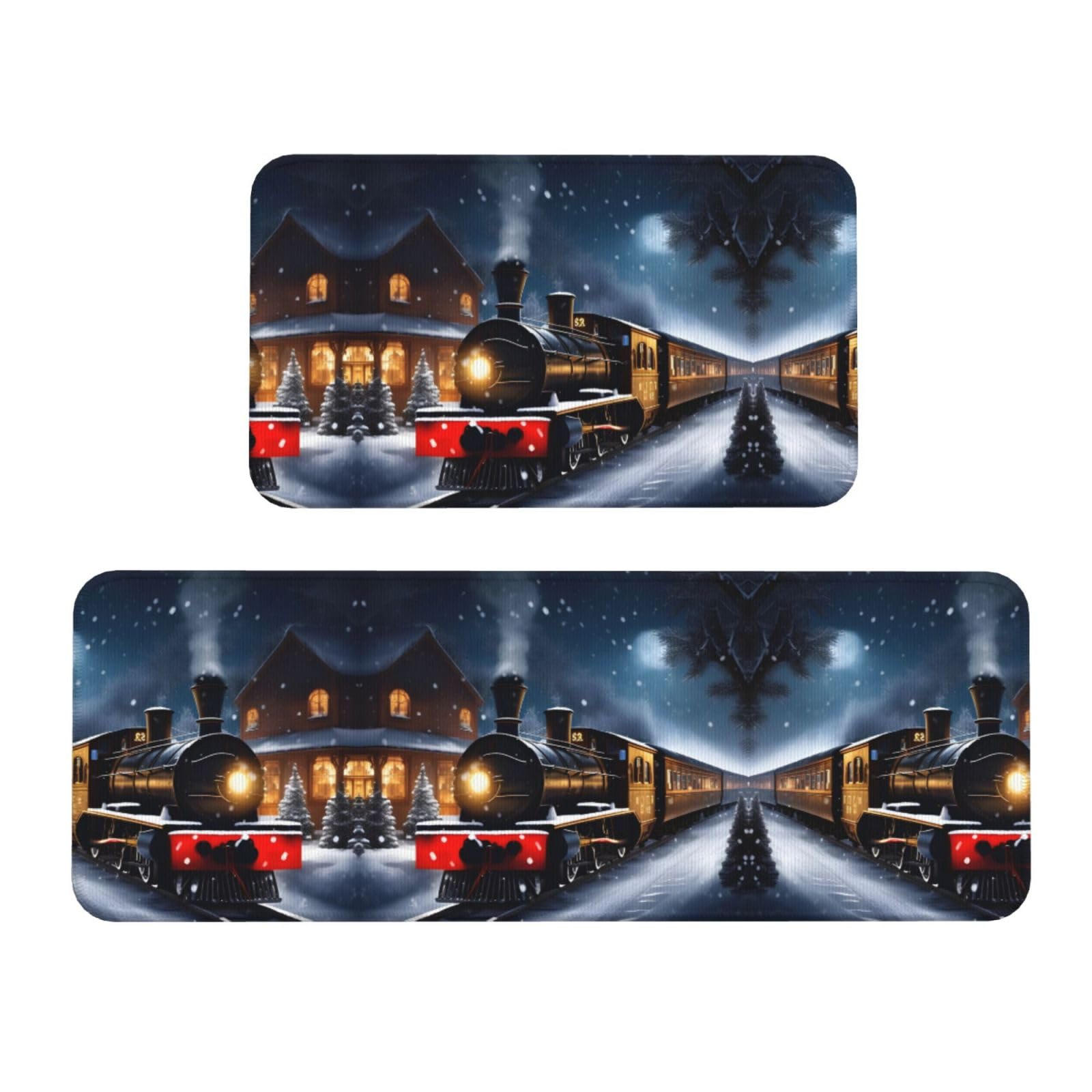 Tapis de cuisine confort lot de 2 avec mousse amortissante et base antidérapante motif neige