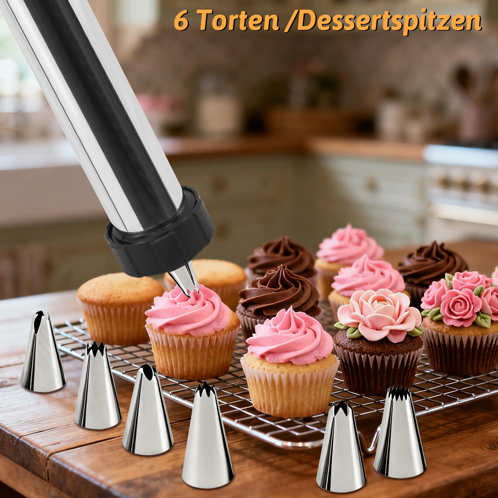 Machine a Churros,Appareil a Churros,Presse a Biscuits Inox,Professionnelle Presse à Churro Pistolet à Pâtisserie,Seringue Patisserie avec 9 Gabarits,11 Douilles pour Gâteaux Gâteaux Dessert Saucisse