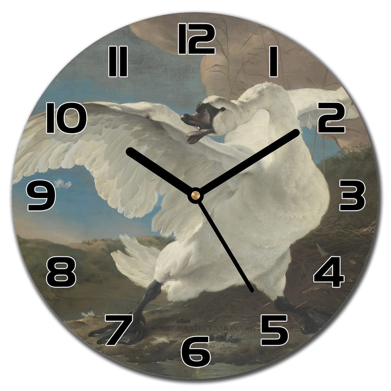 Horloge Murale Cuisine et Salon en Verre 30 cm Décoration Moderne Cygne