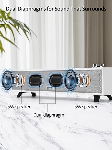 Miniatura 2 de Altavoces de computadora, barra de sonido de computadora de 10 W, altavoces de PC alimentados por USB, Bluetooth 5.0 y altavoces de entrada RCA para